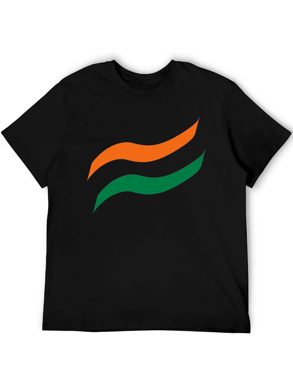Mens Black Graphic Tee - Abstract Wave Design