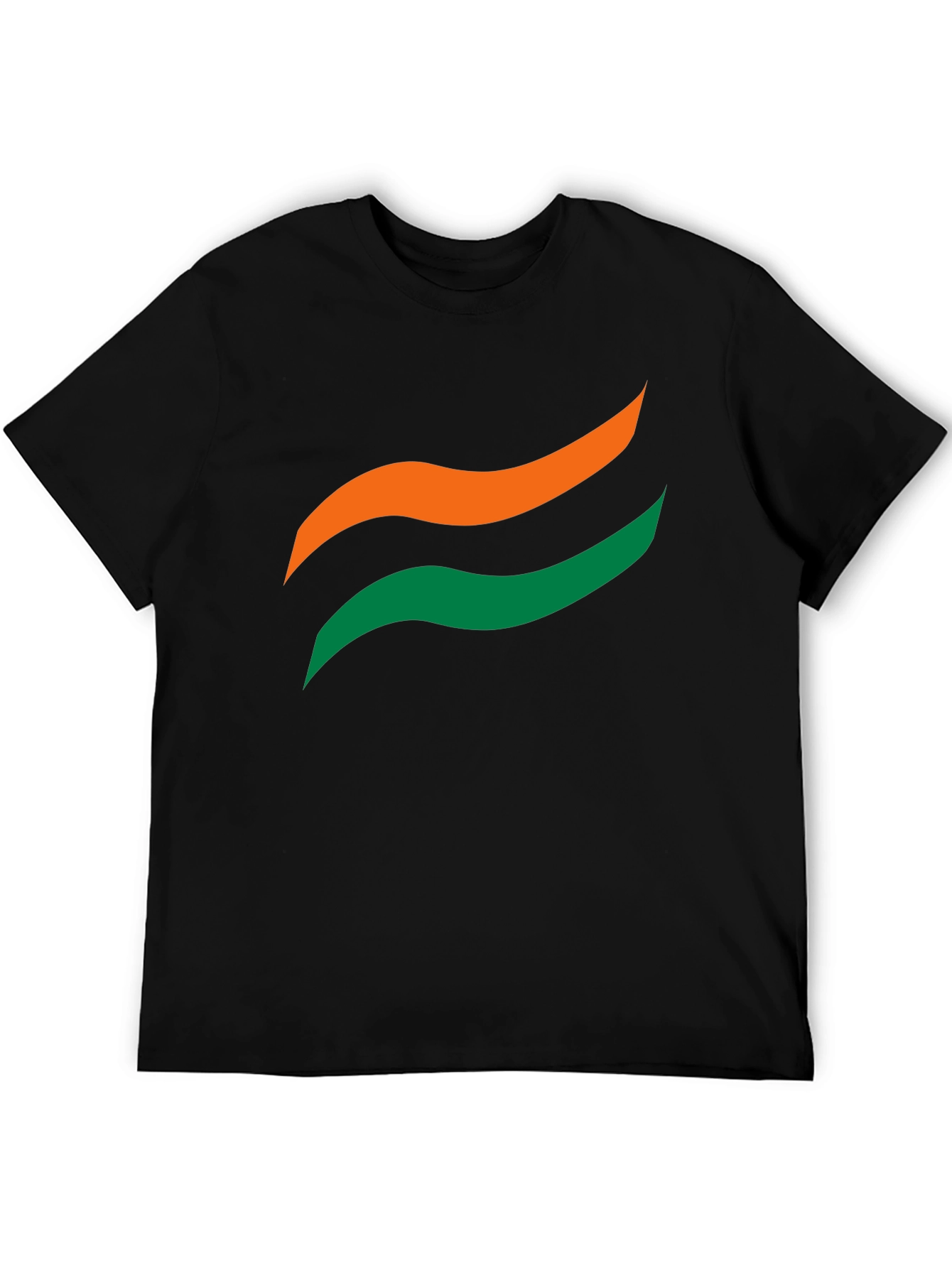 Mens Black Graphic Tee - Abstract Wave Design