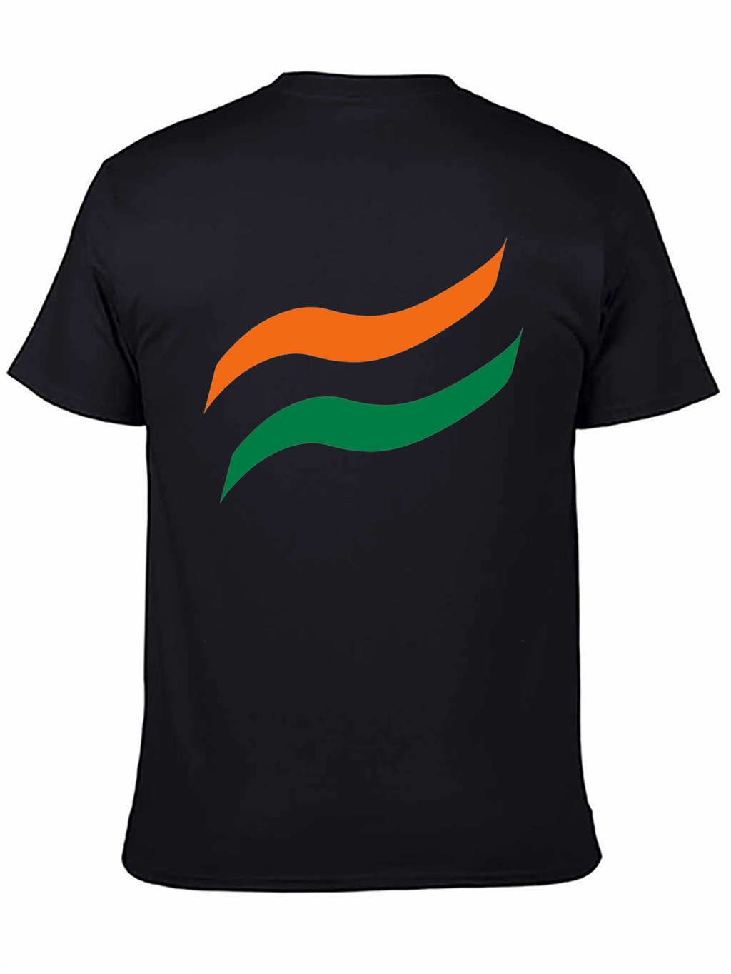 Mens Black Graphic Tee - Abstract Wave Design