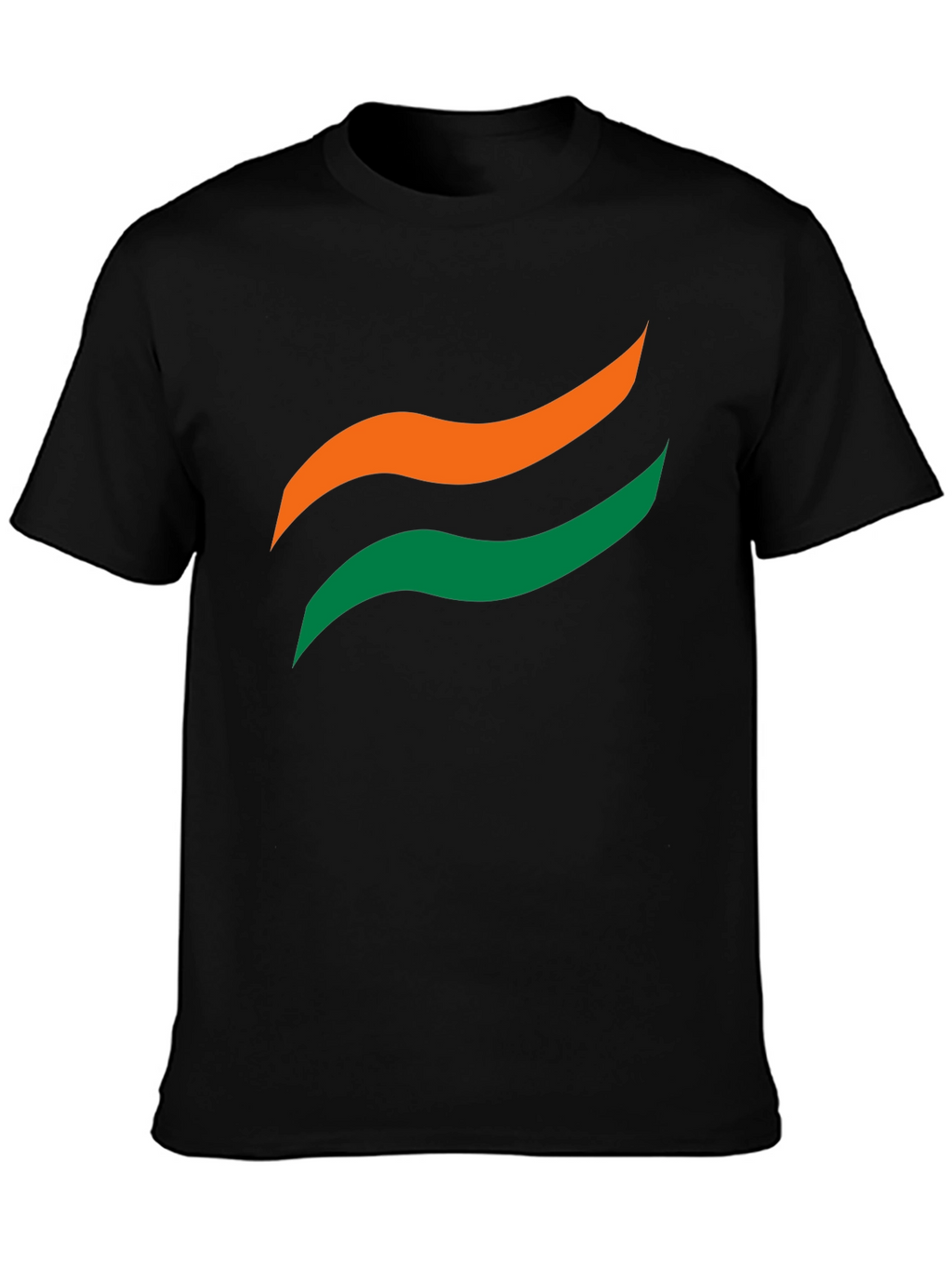 Mens Black Graphic Tee - Abstract Wave Design