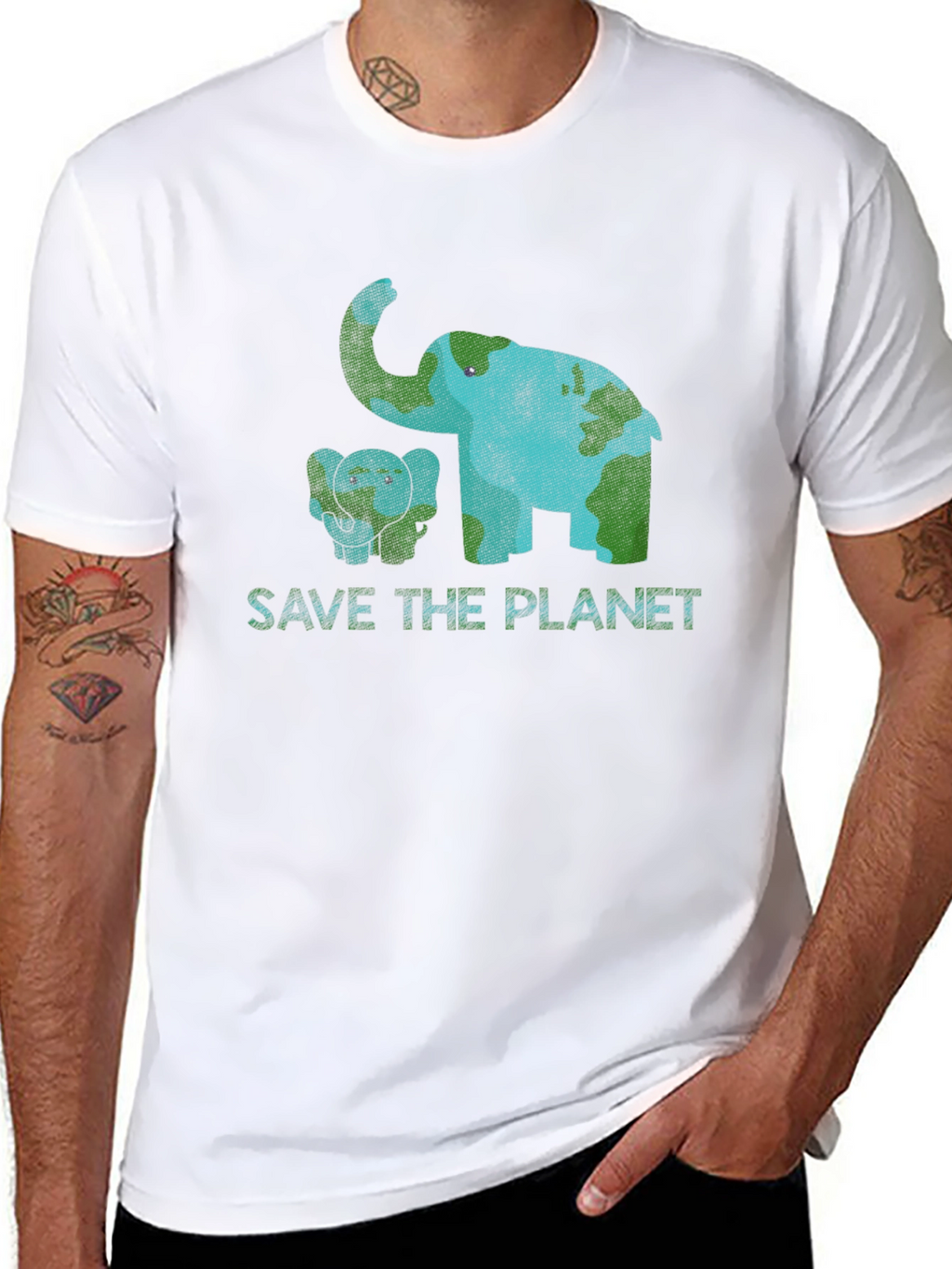 Save the Planet Elephant Graphic Tee - Eco-Friendly
