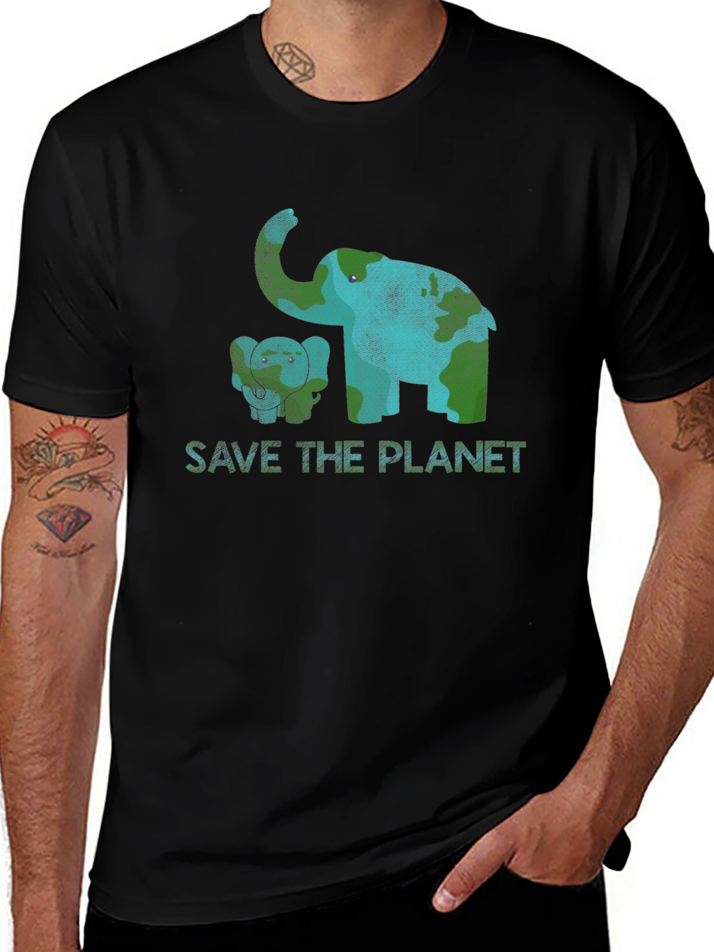 Save the Planet Elephant Graphic Tee - Eco-Friendly