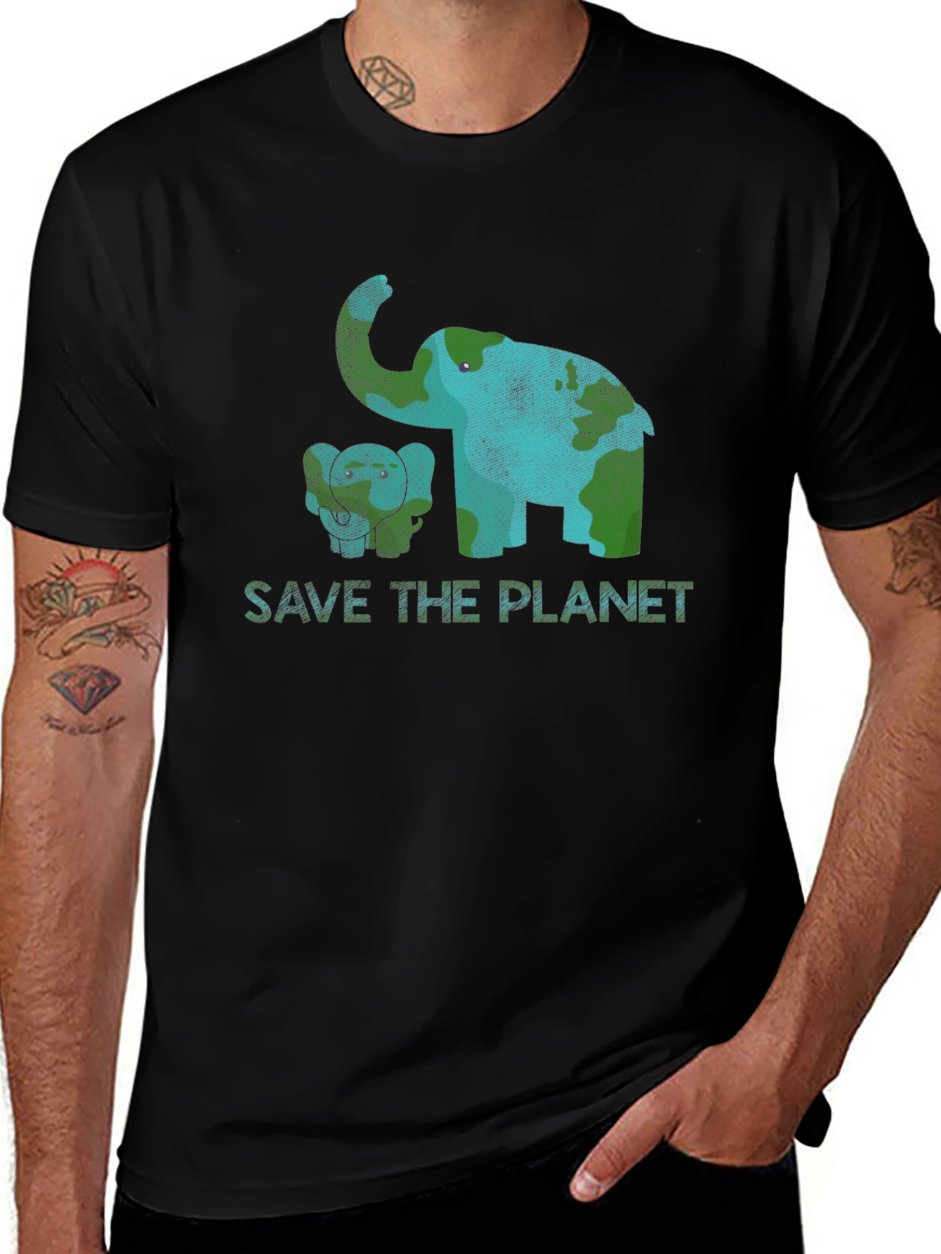 Save the Planet Elephant Graphic Tee - Eco-Friendly