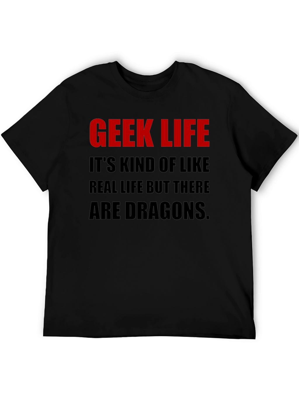 Geek Life Dragon Graphic Tee - Black