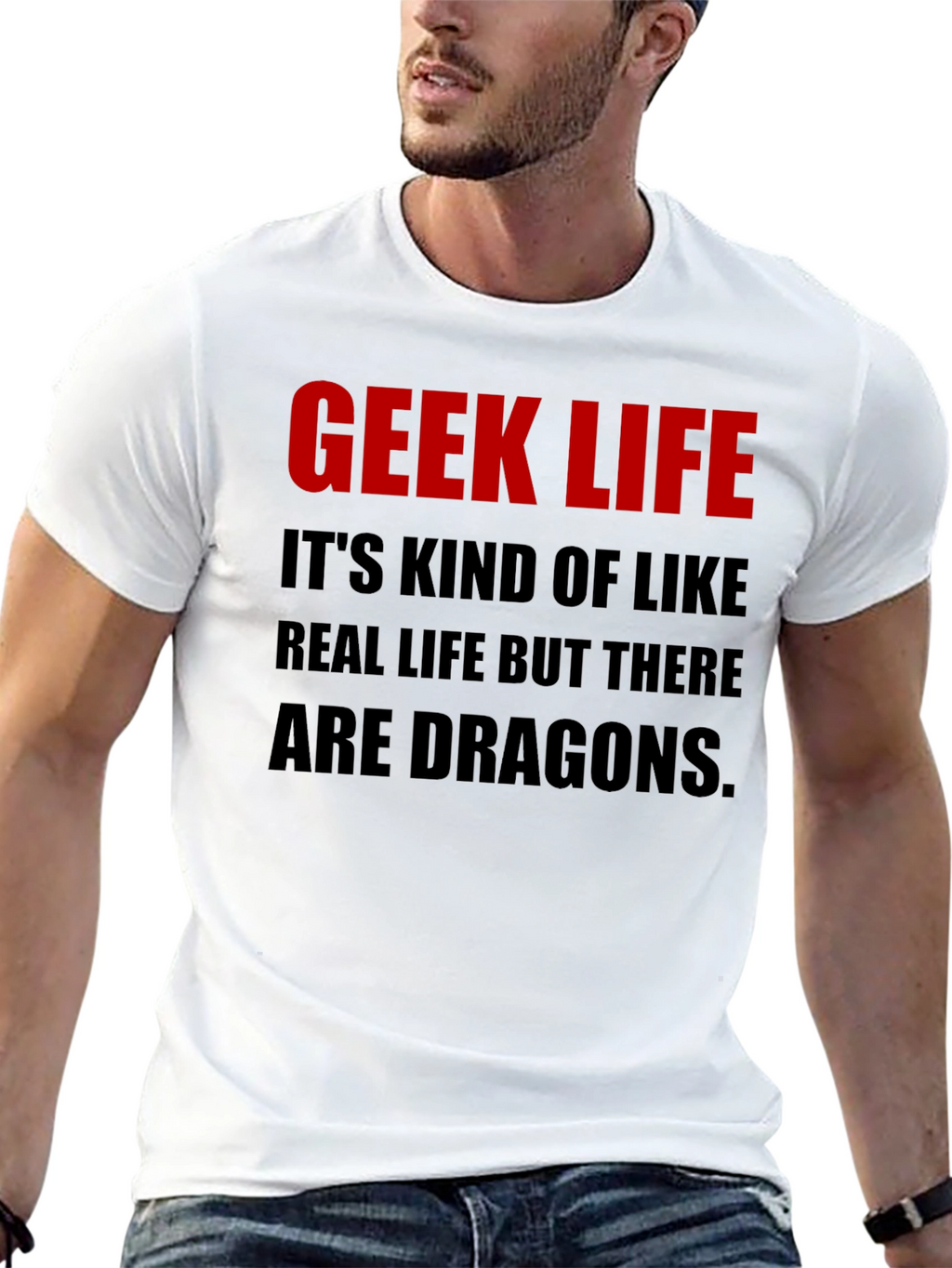 Geek Life Dragon Graphic Tee - Black