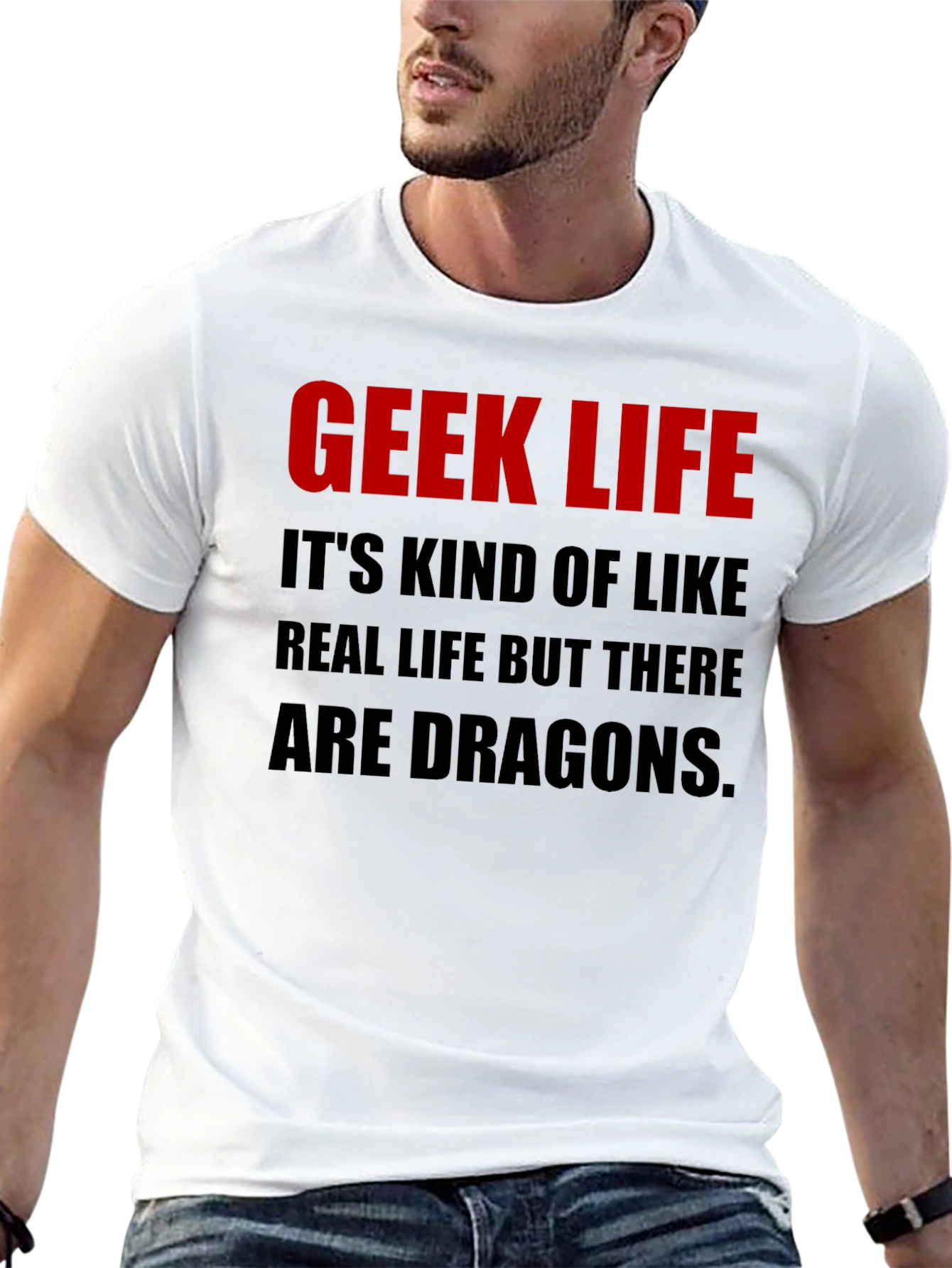 Geek Life Dragon Graphic Tee - Black