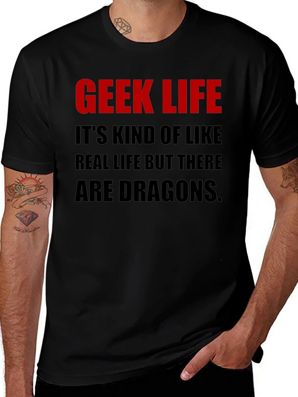 Geek Life Dragon Graphic Tee - Black