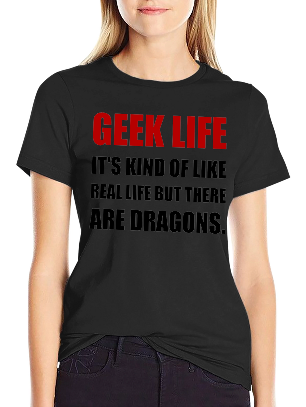 Geek Life Dragon Graphic Tee - Black