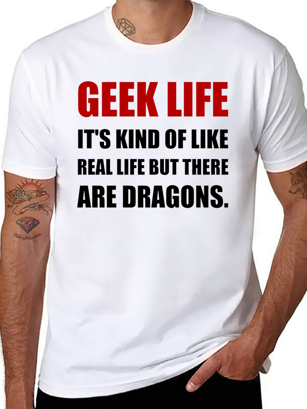 Geek Life Dragon Graphic Tee - Black