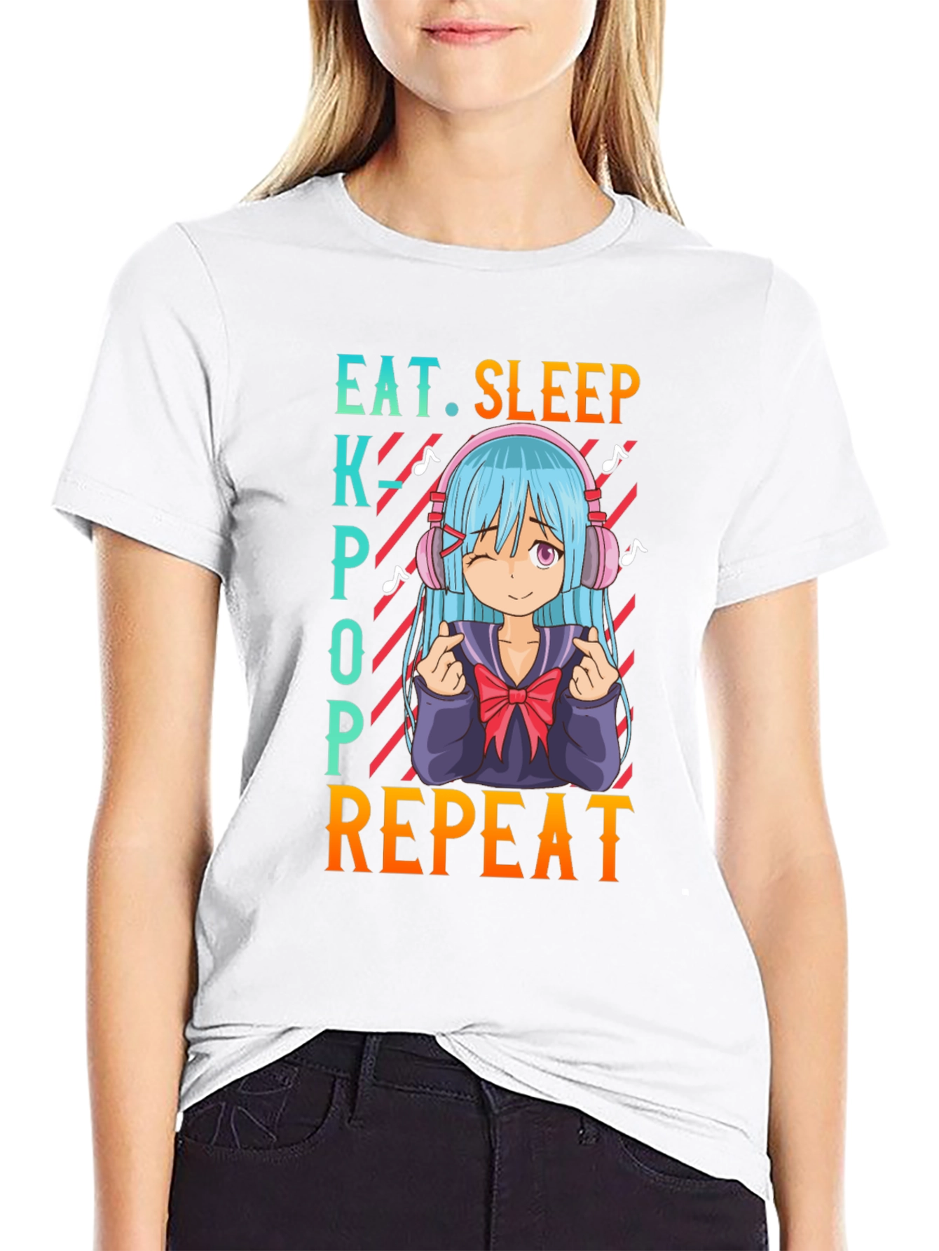 Eat Sleep Kpop Repeat Anime T-Shirt