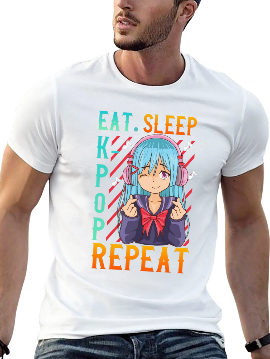 Eat Sleep Kpop Repeat Anime T-Shirt