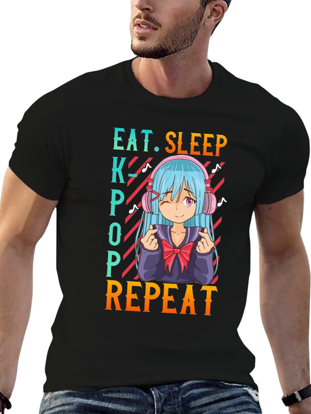 Eat Sleep Kpop Repeat Anime T-Shirt