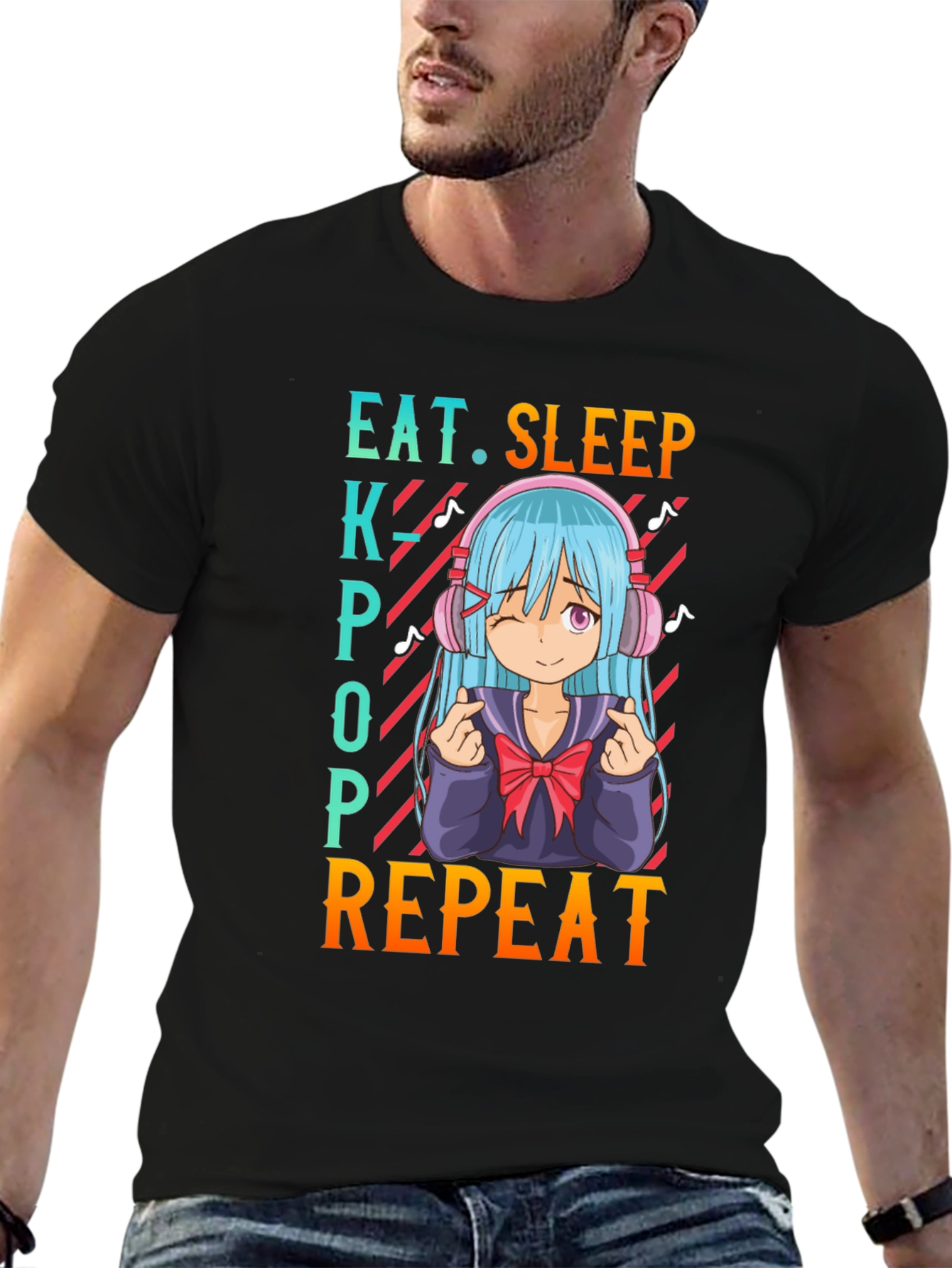 Eat Sleep Kpop Repeat Anime T-Shirt