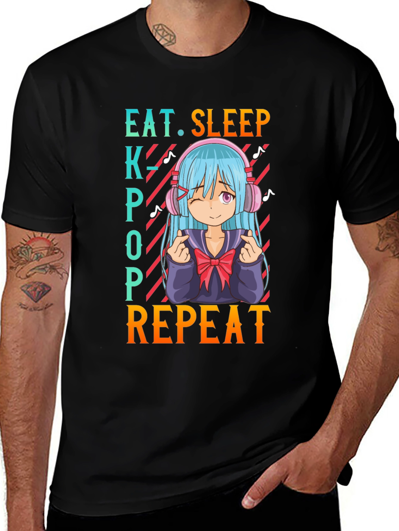 Eat Sleep Kpop Repeat Anime T-Shirt