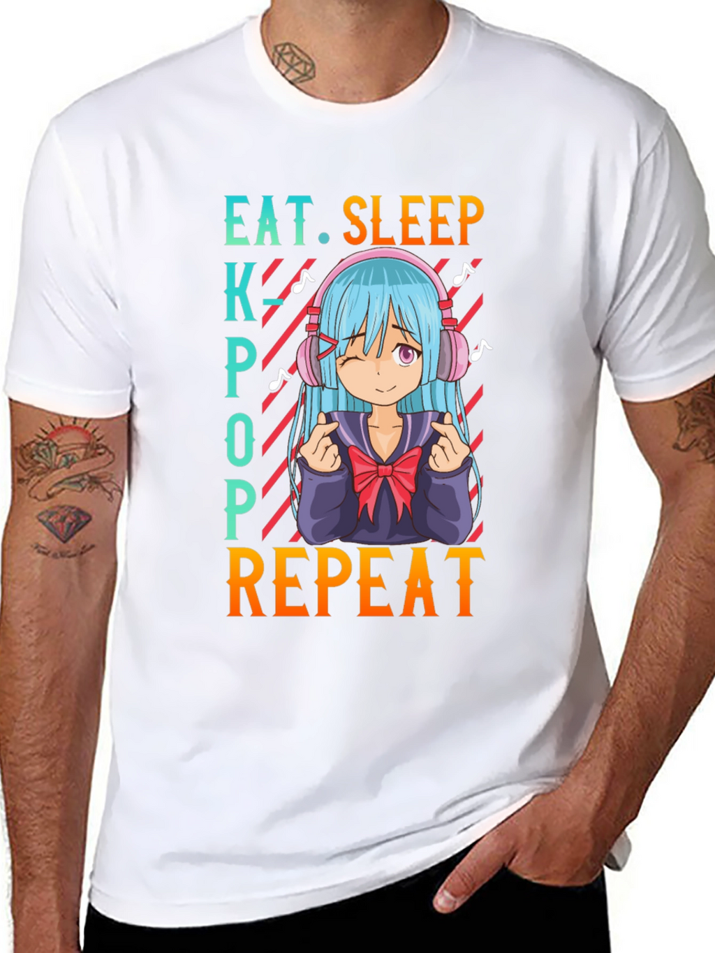 Eat Sleep Kpop Repeat Anime T-Shirt
