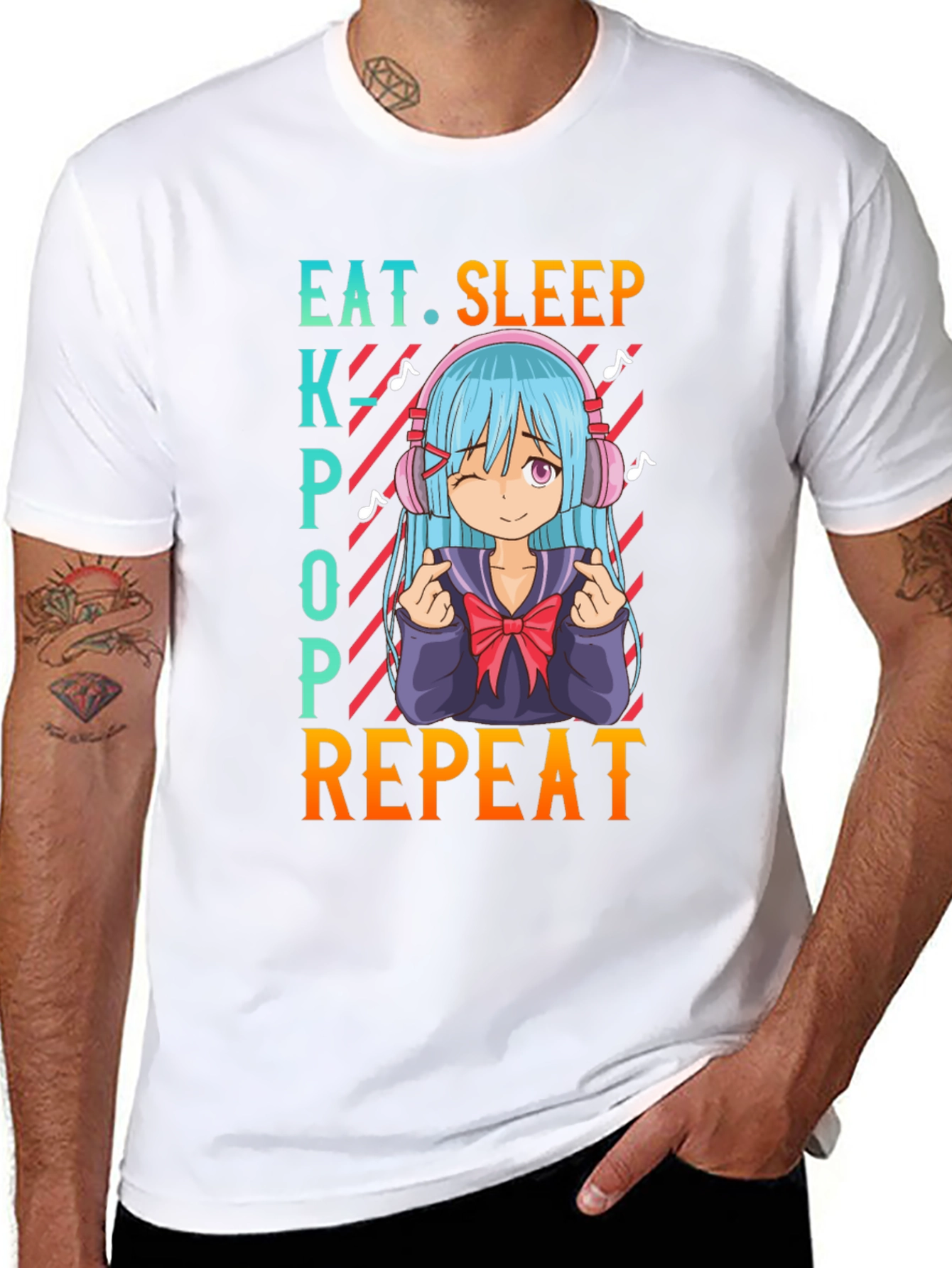 Eat Sleep Kpop Repeat Anime T-Shirt