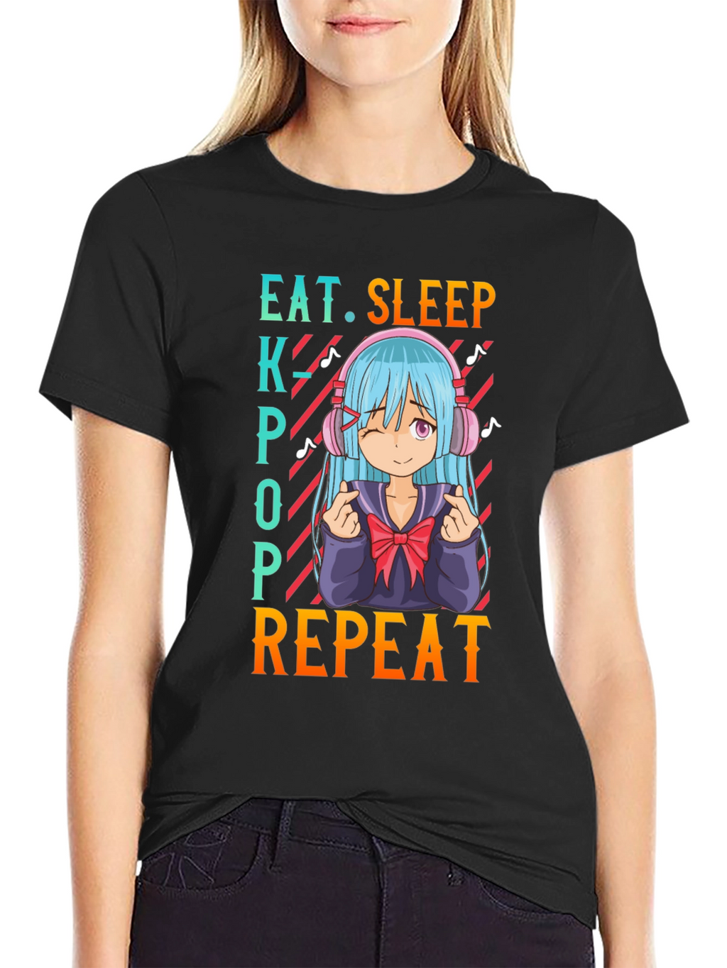 Eat Sleep Kpop Repeat Anime T-Shirt
