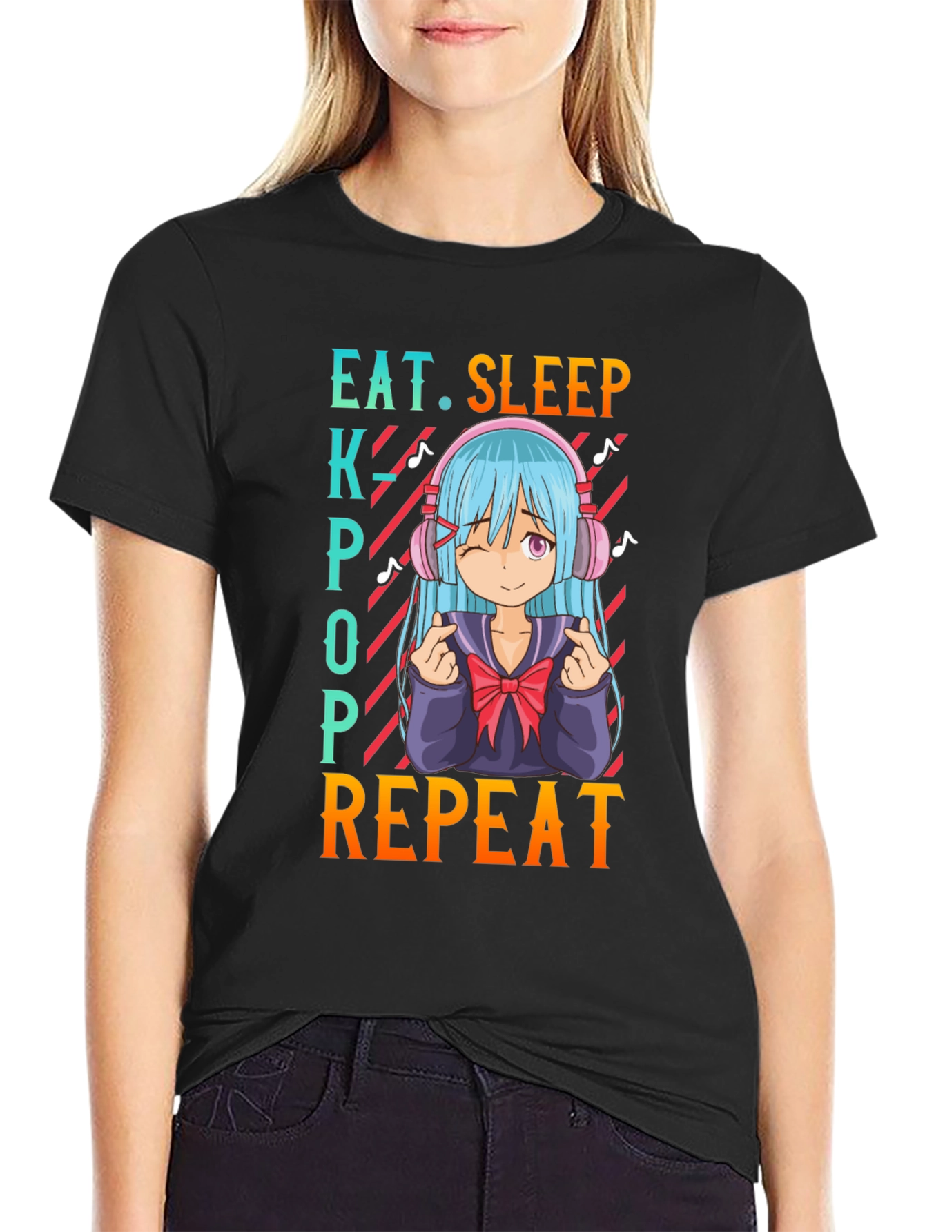 Eat Sleep Kpop Repeat Anime T-Shirt