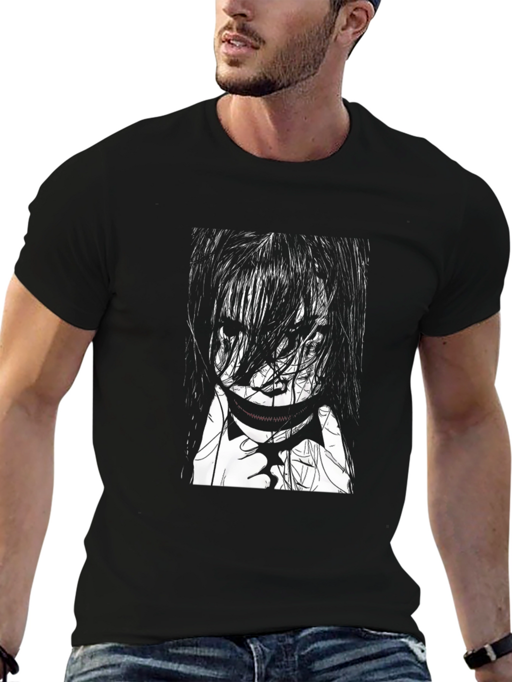 Black Horror Manga Graphic Tee