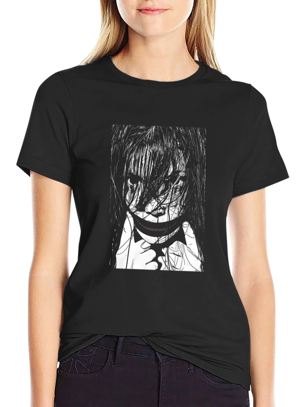 Black Horror Manga Graphic Tee