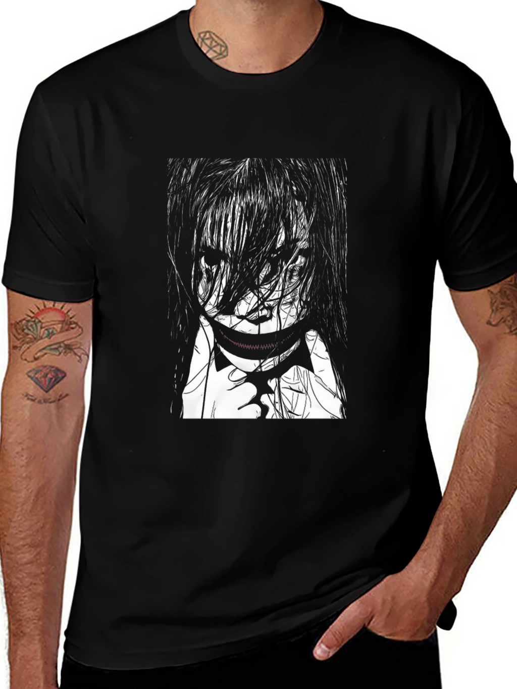Black Horror Manga Graphic Tee