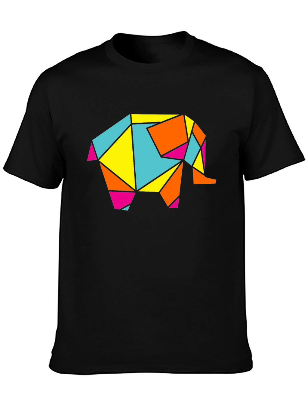 Geometric Elephant Graphic Tee - Modern Art Shirt