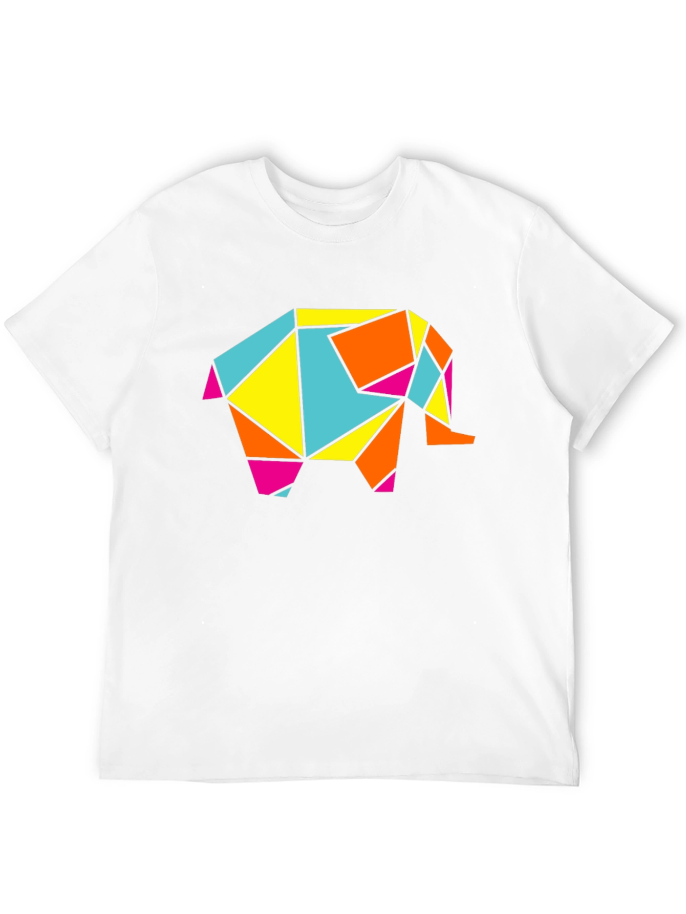 Geometric Elephant Graphic Tee - Modern Art Shirt