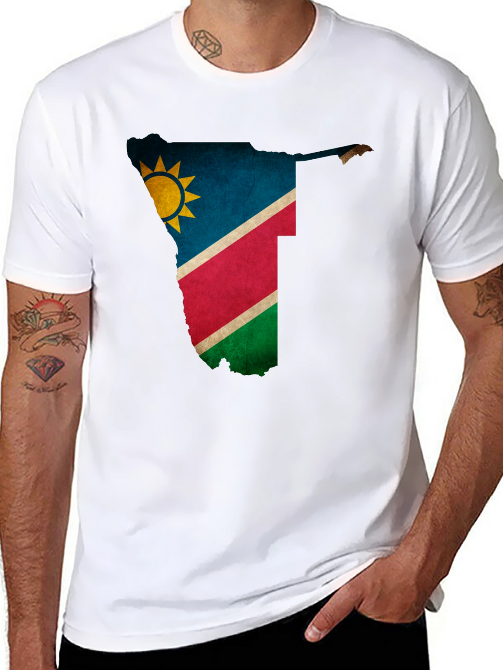 Namibia Flag Map Graphic Tee - Black