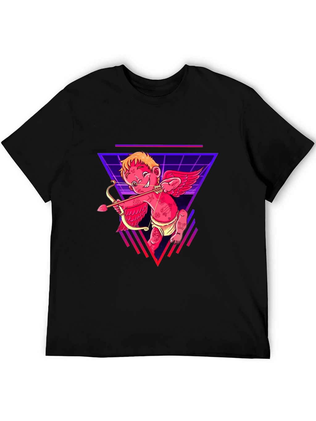 Cupid Graphic Tee - Black Cotton Retro Design