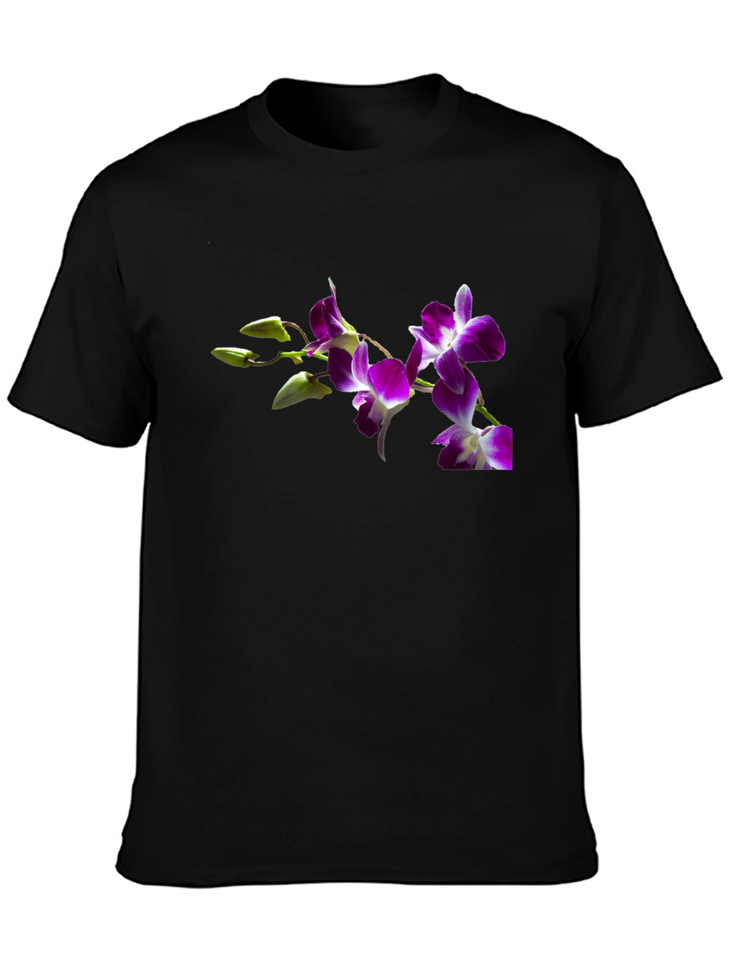 Floral Print Black Tee