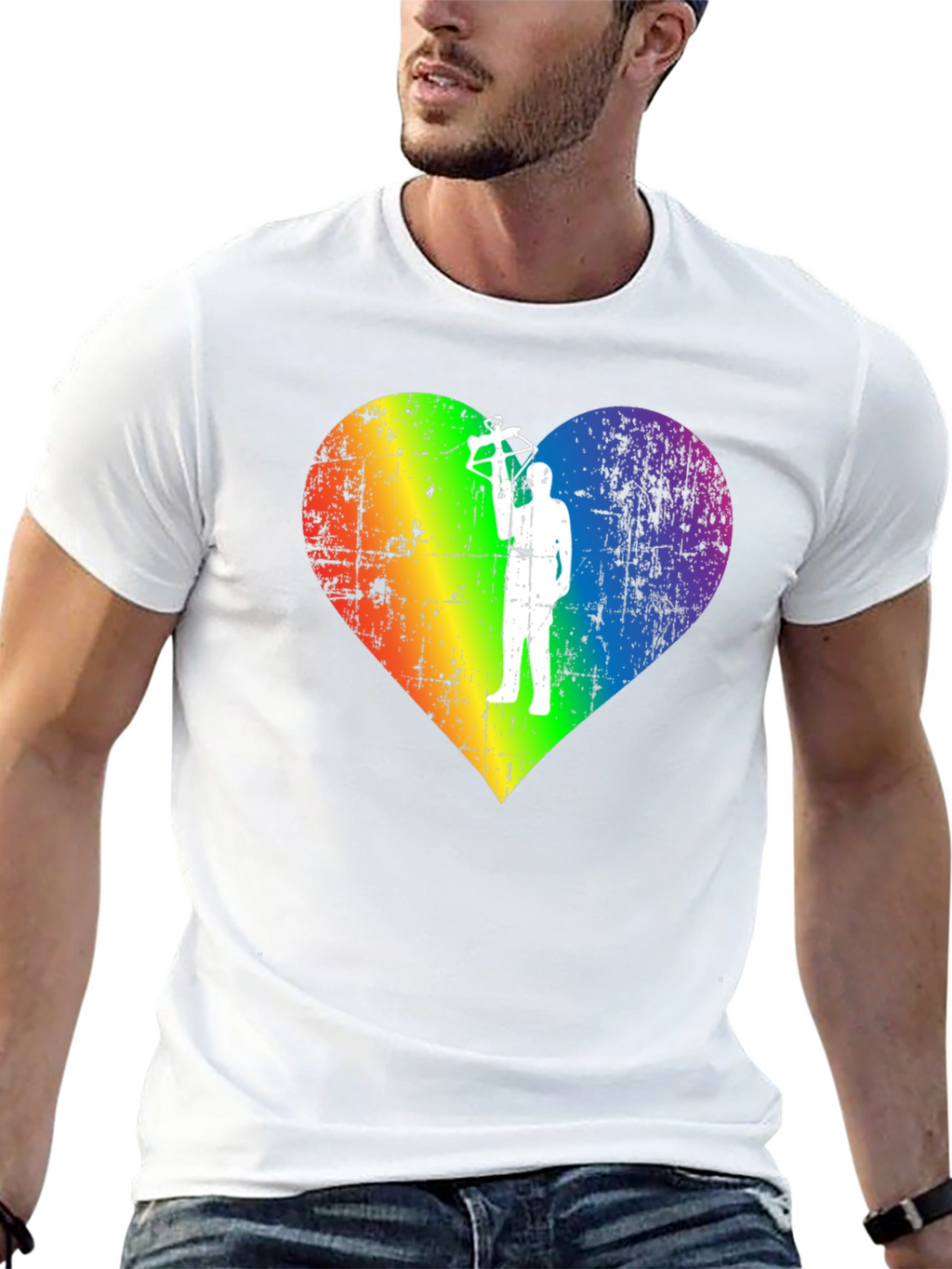 LGBTQ Rainbow Heart Crossbow T-Shirt