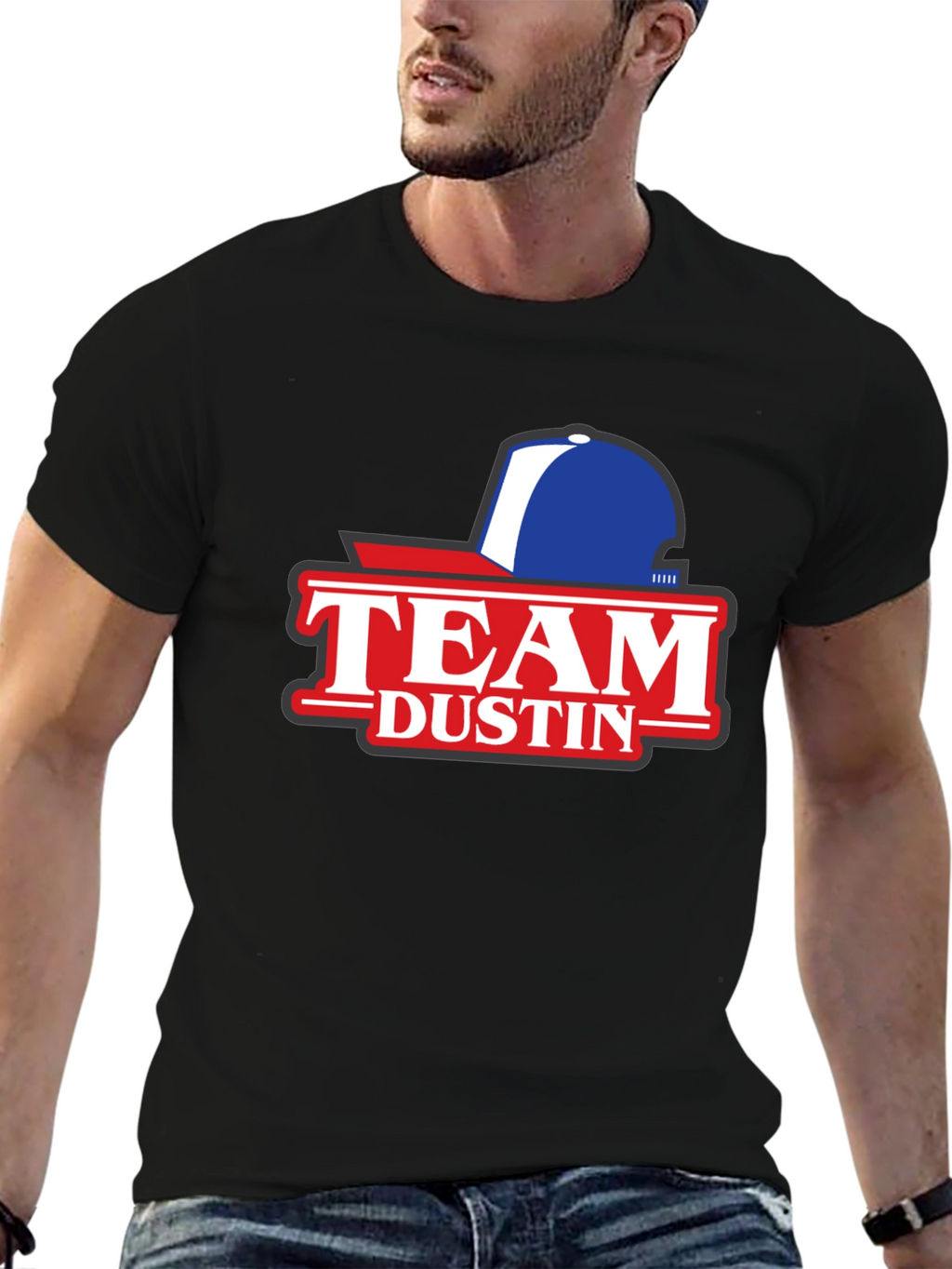 Team Dustin Baseball Cap Graphic T-Shirt
