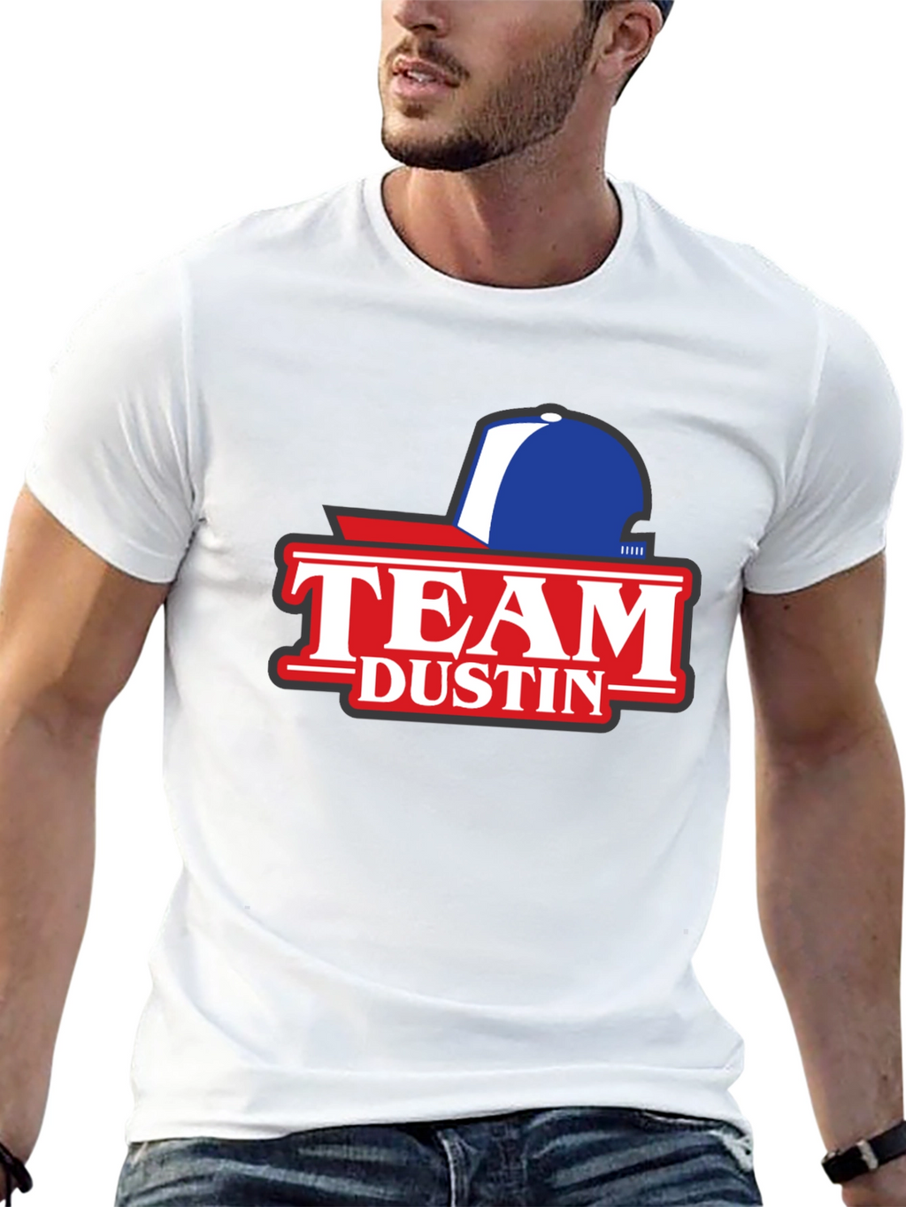 Team Dustin Baseball Cap Graphic T-Shirt