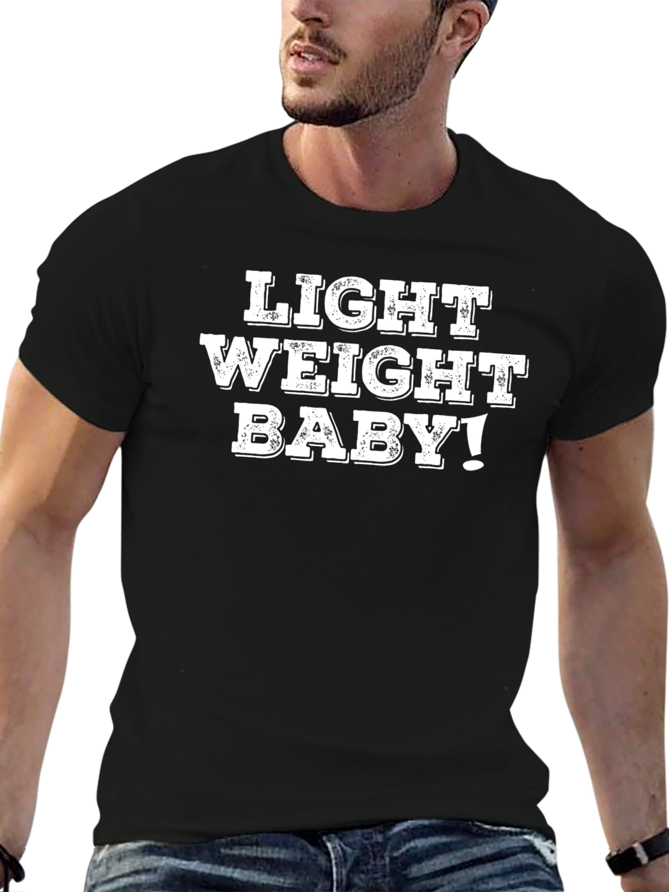 Light Weight Baby! Black Graphic T-Shirt