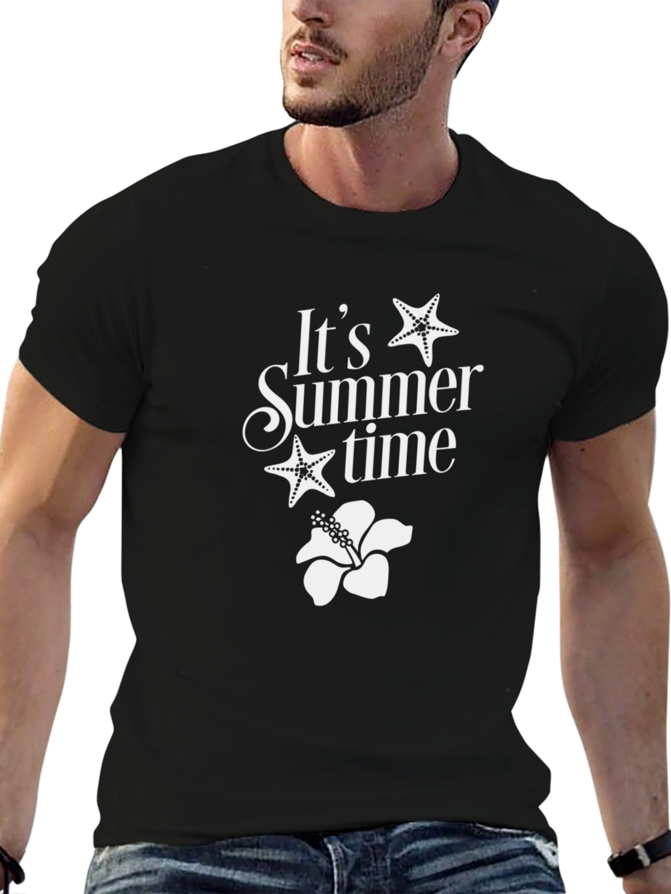 Summer Time Graphic Tee - Black Cotton T-Shirt