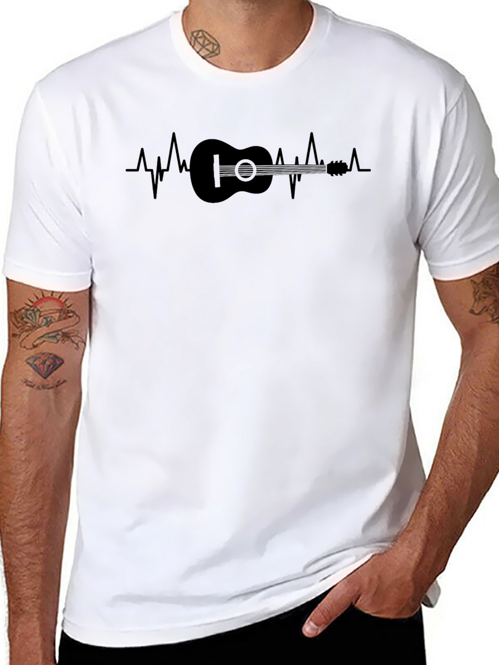 Guitar Heartbeat Graphic T-Shirt - Musician Tee