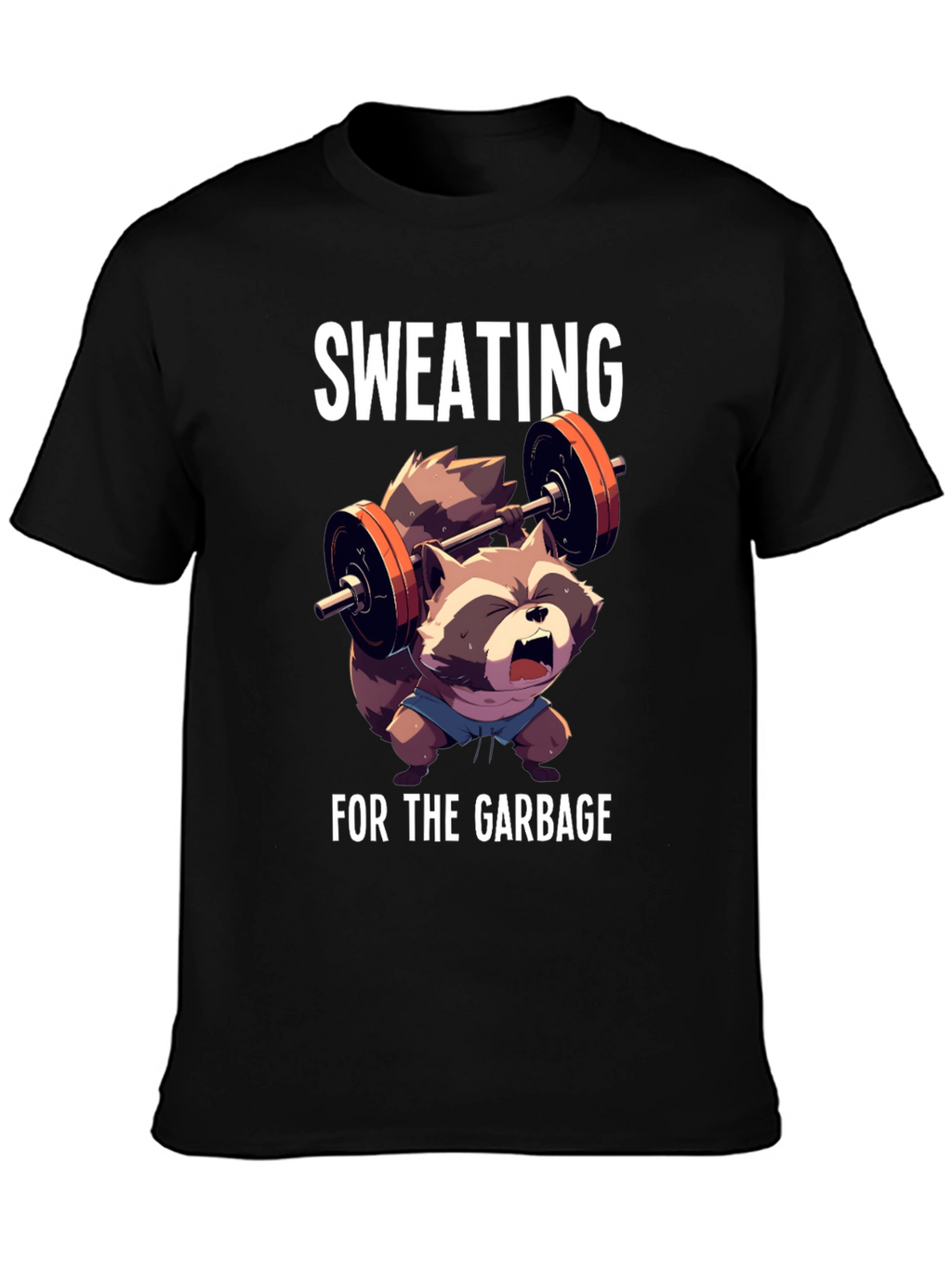 Sweating For The Garbage Funny Raccoon Gym T-Shirt