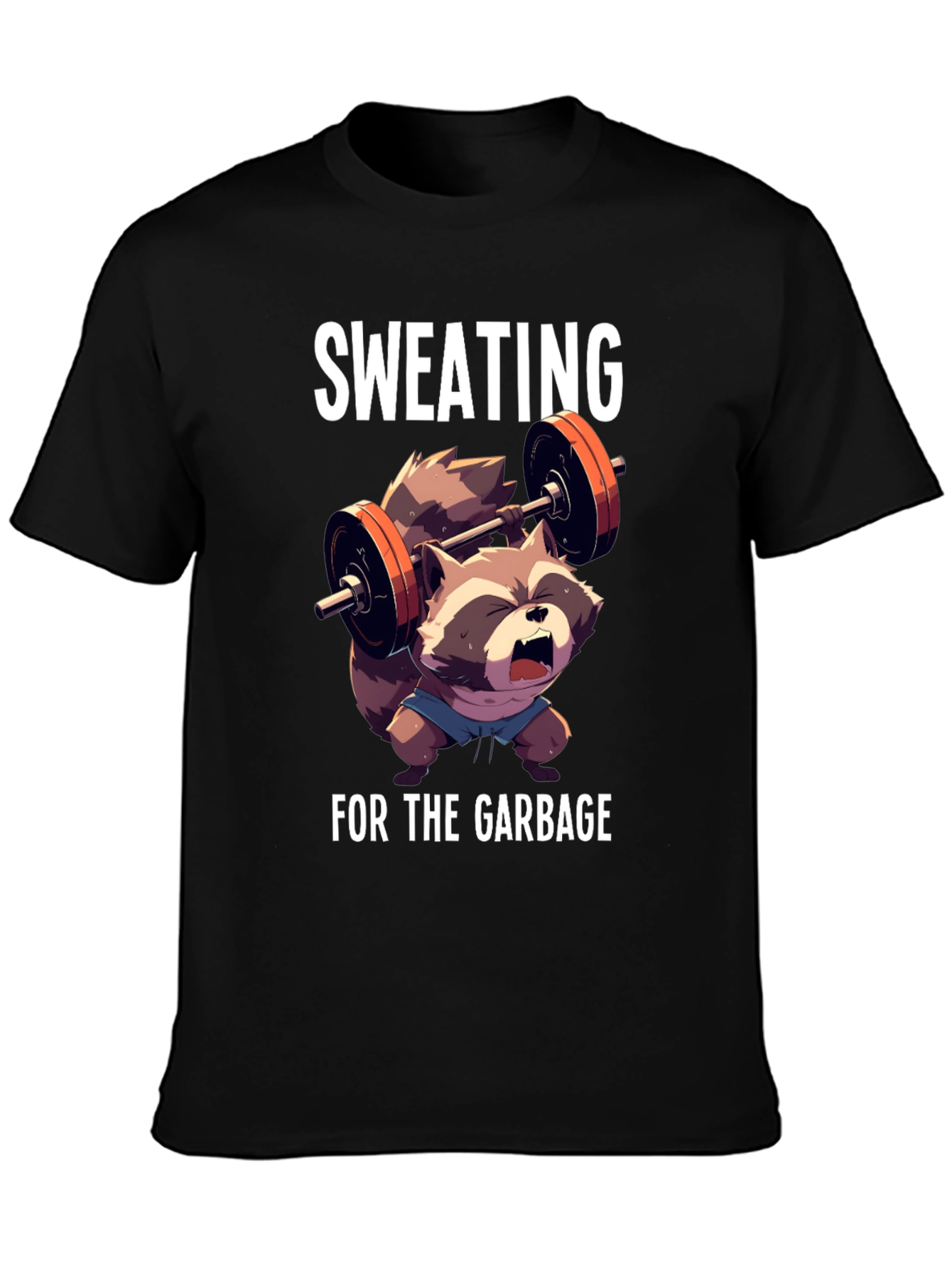 Sweating For The Garbage Funny Raccoon Gym T-Shirt