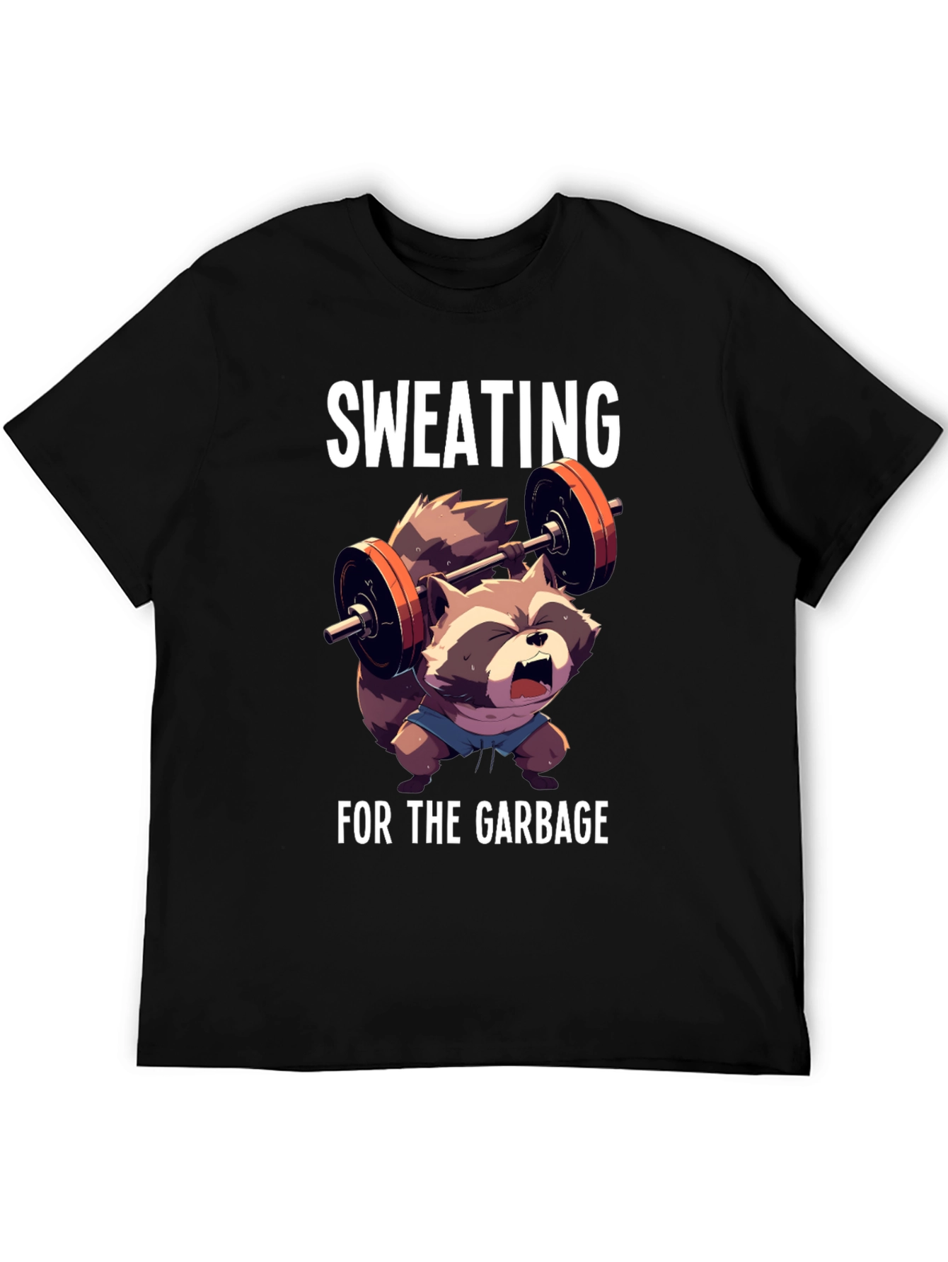 Sweating For The Garbage Funny Raccoon Gym T-Shirt