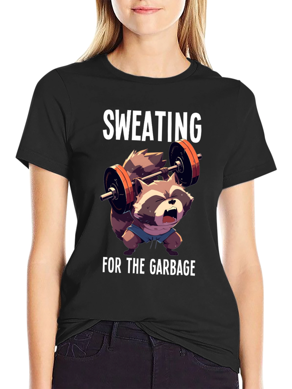 Sweating For The Garbage Funny Raccoon Gym T-Shirt