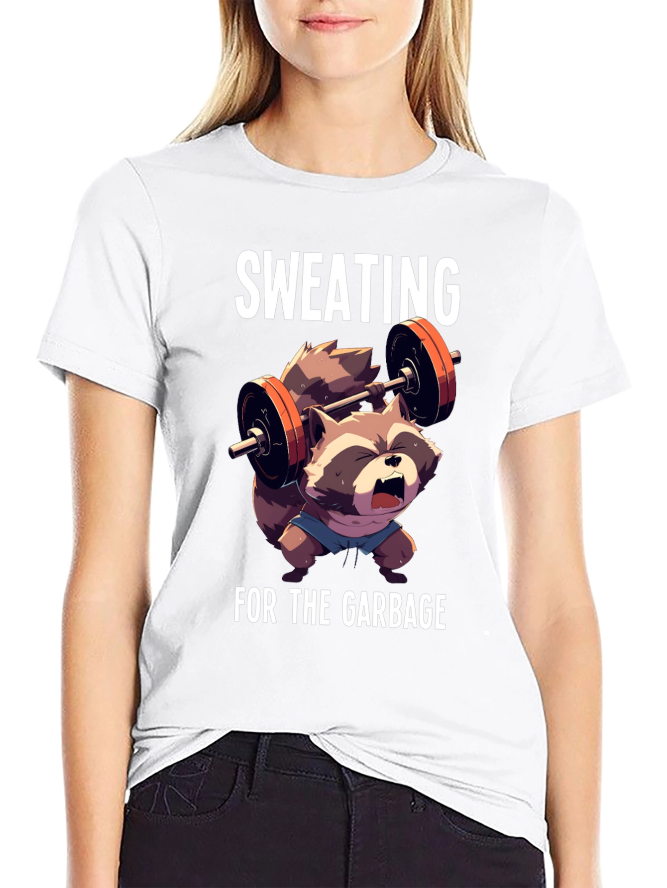 Sweating For The Garbage Funny Raccoon Gym T-Shirt