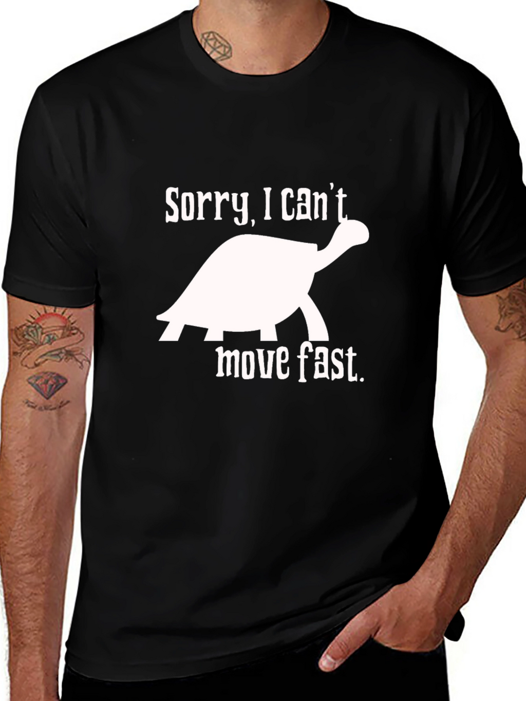 Sorry I Cant Move Fast Turtle Graphic Tee