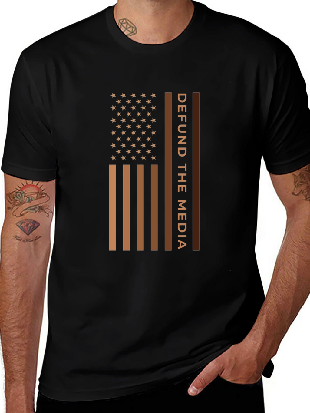 Defund The Media American Flag T-Shirt