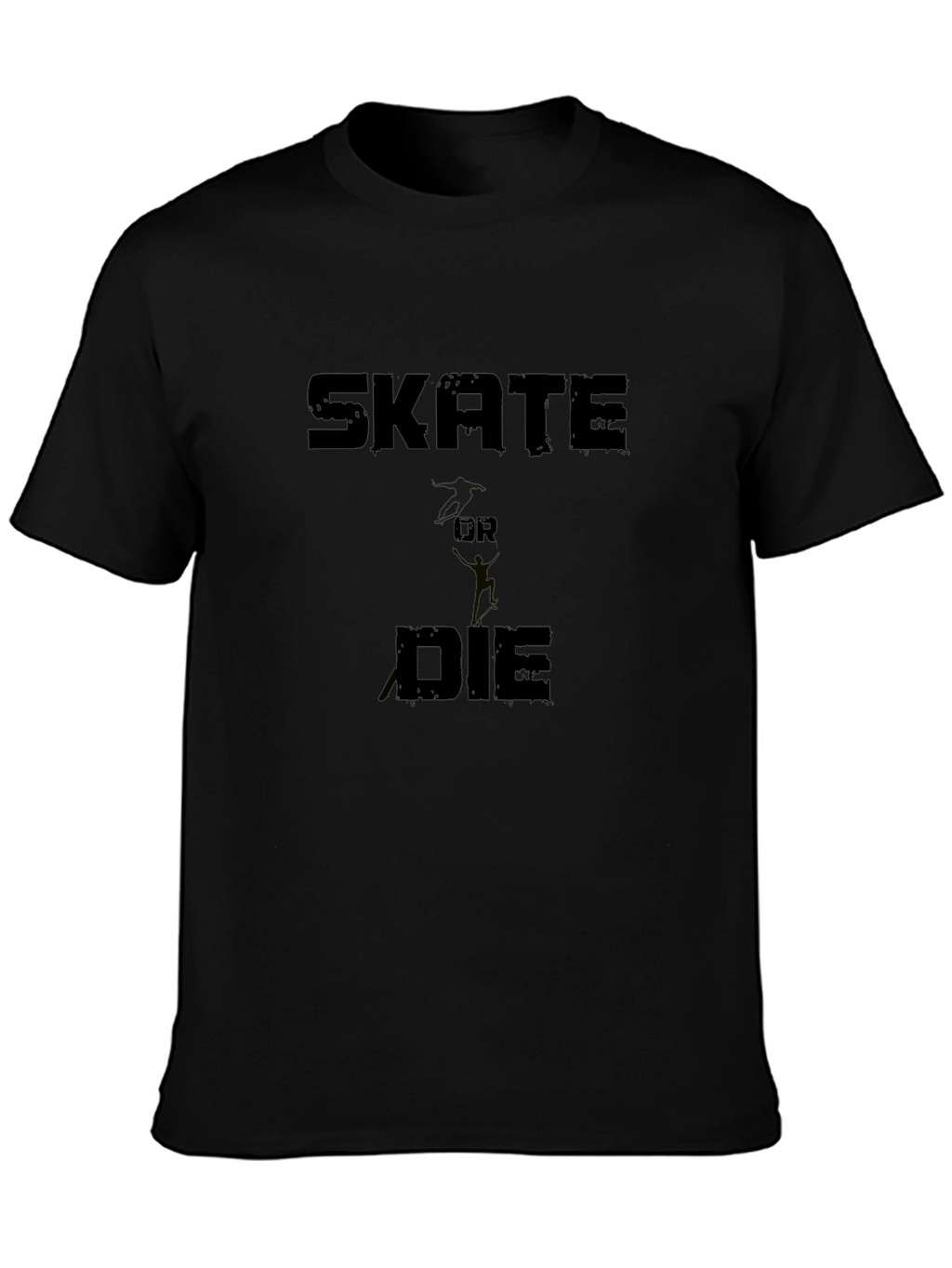 Skate Or Die Graphic Print Black T-Shirt
