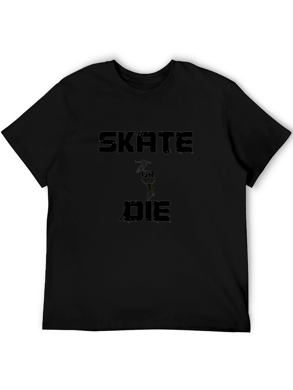 Skate Or Die Graphic Print Black T-Shirt
