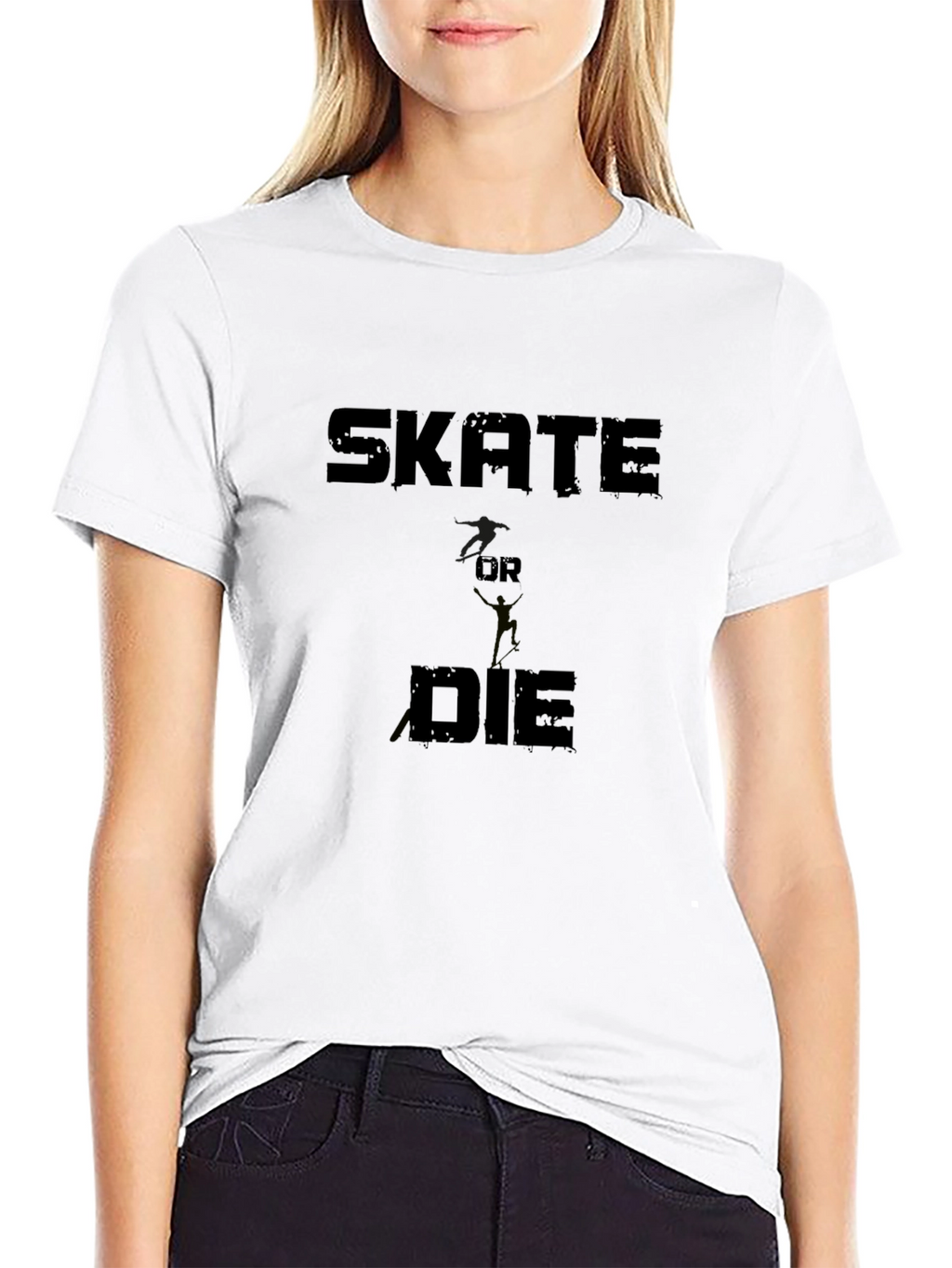Skate Or Die Graphic Print Black T-Shirt