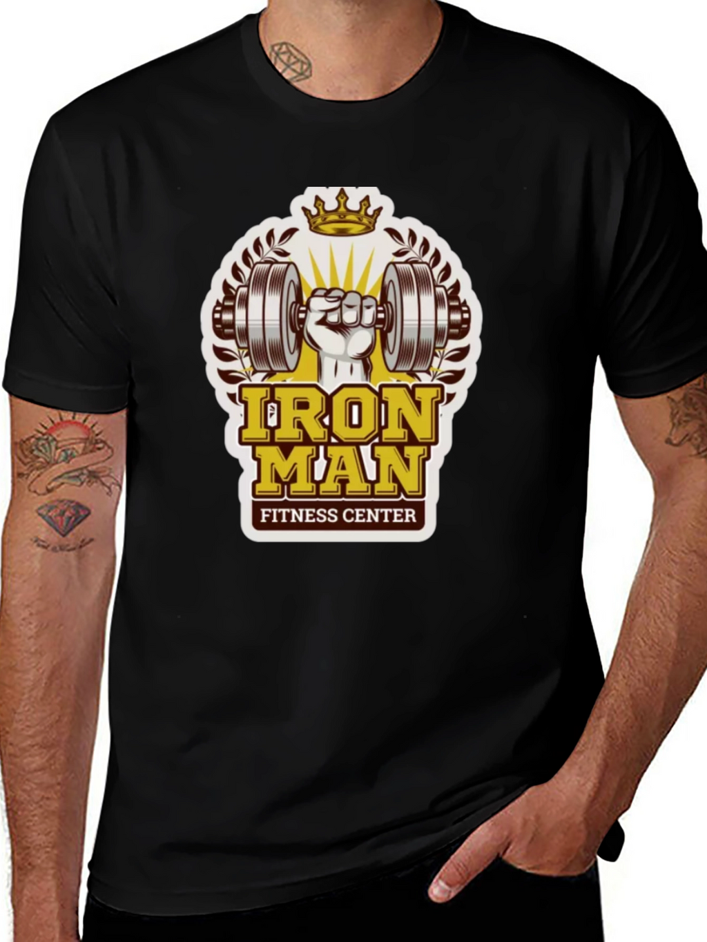 Iron Man Fitness Center Black T-Shirt