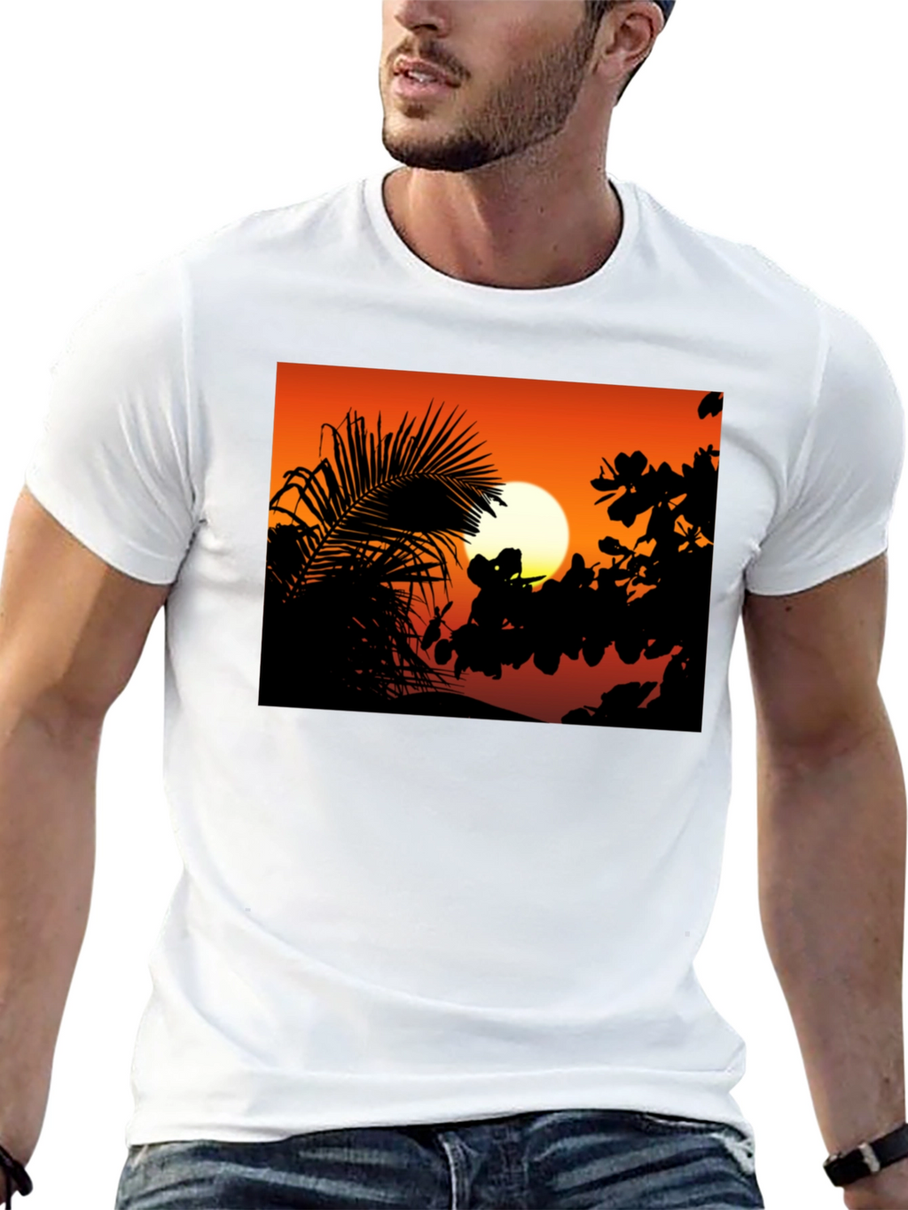 Sunset Silhouette Graphic Tee - Black