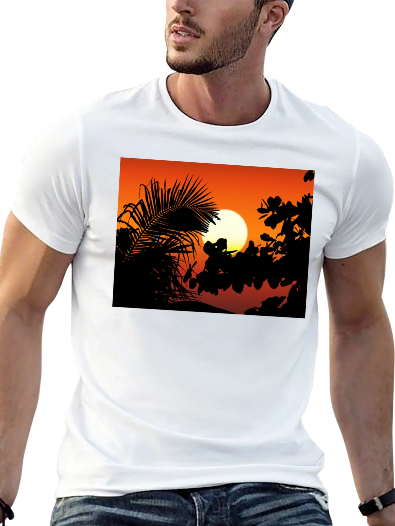Sunset Silhouette Graphic Tee - Black