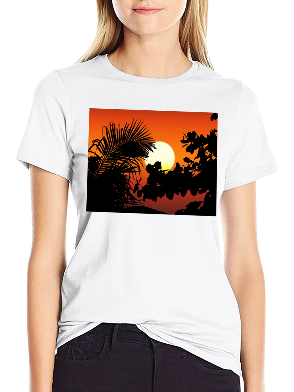Sunset Silhouette Graphic Tee - Black